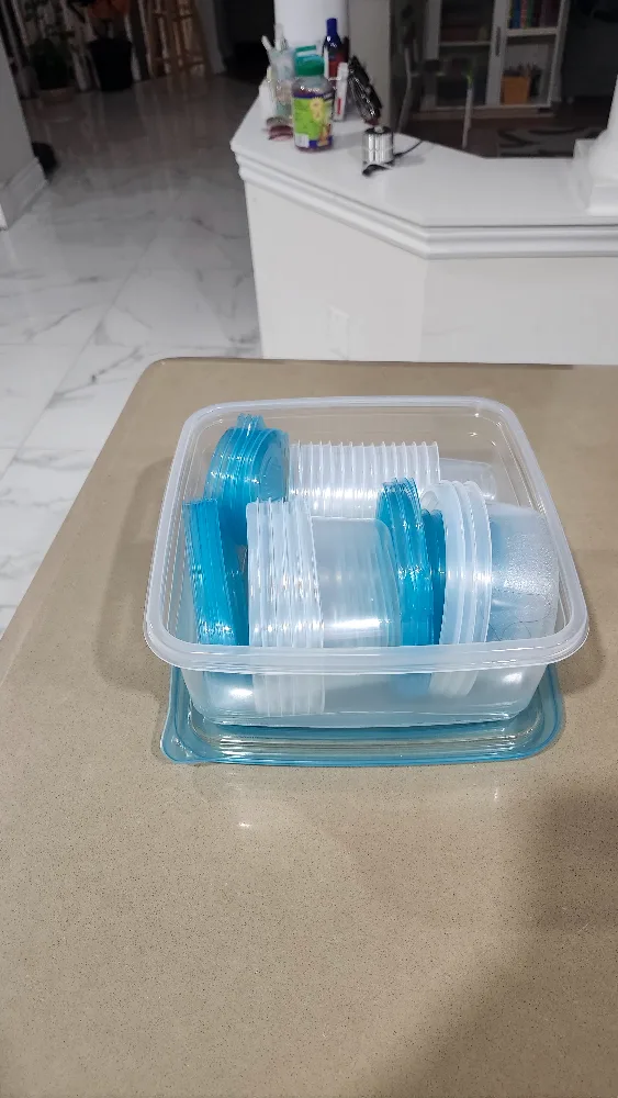 23 brand new blue lid Plastic Food Containers image indicator(5)