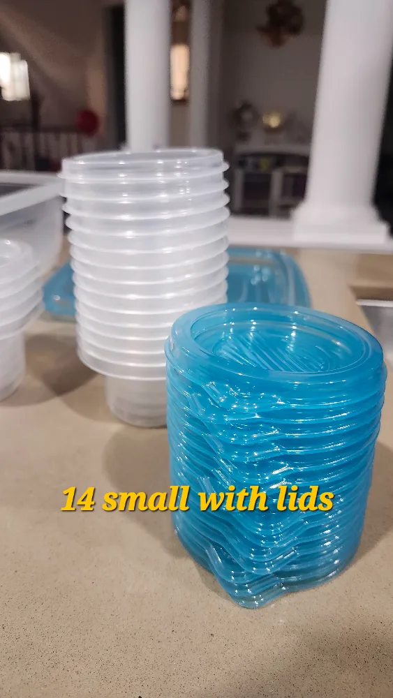 23 brand new blue lid Plastic Food Containers image indicator(3)