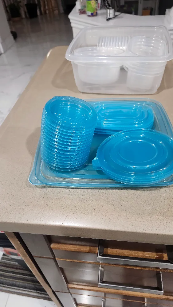 23 brand new blue lid Plastic Food Containers image indicator(6)