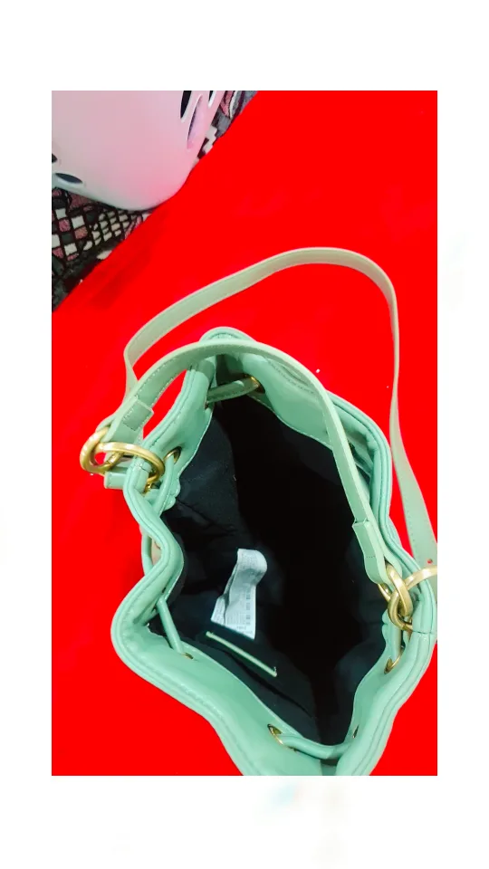 Zara Basic Collection Sage Green Quilted Bucket Bag image indicator(6)