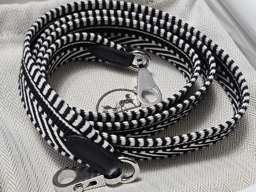 Hermès Sangle Cavale 25 mm Bag Strap - Black and White