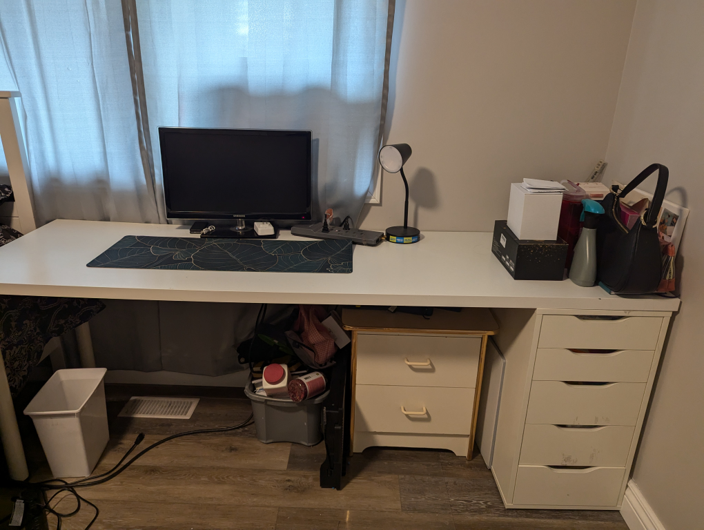 White Computer Desk with Drawers