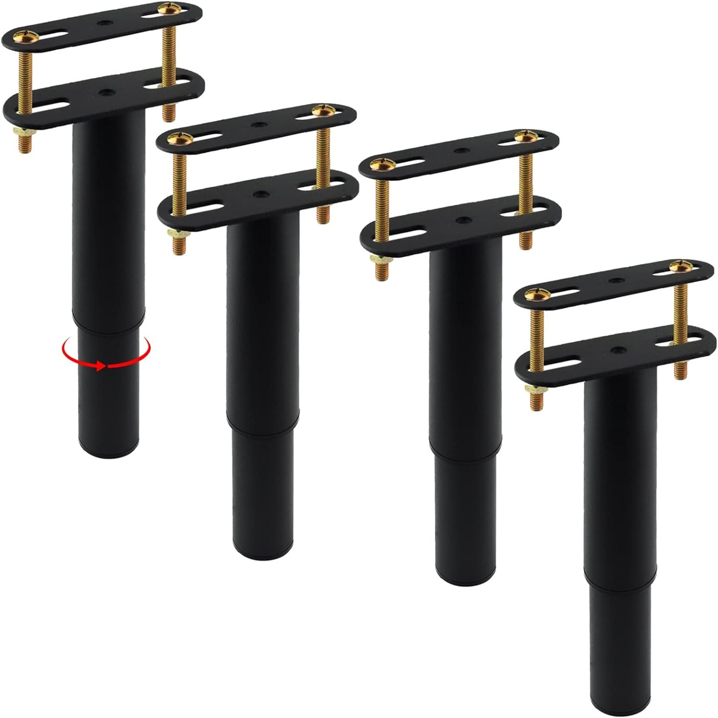 Set of 4 Black Metal Bed Frame Legs with Mounting Hardware