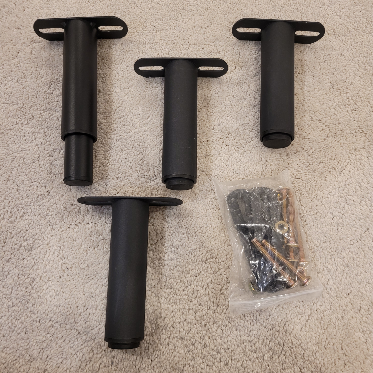 Set of 4 Black Metal Bed Frame Legs with Mounting Hardware - photo 2