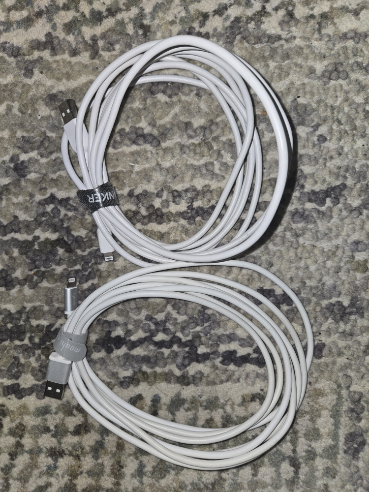 2 long iPhone USB chargers