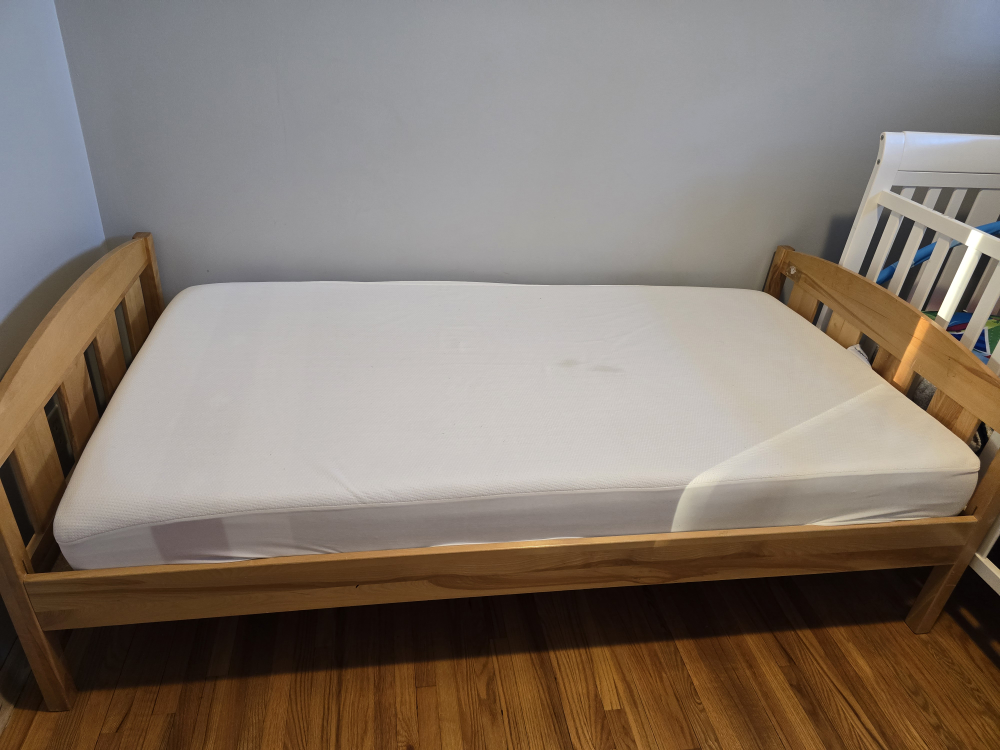 Twin-size wooden bed frame