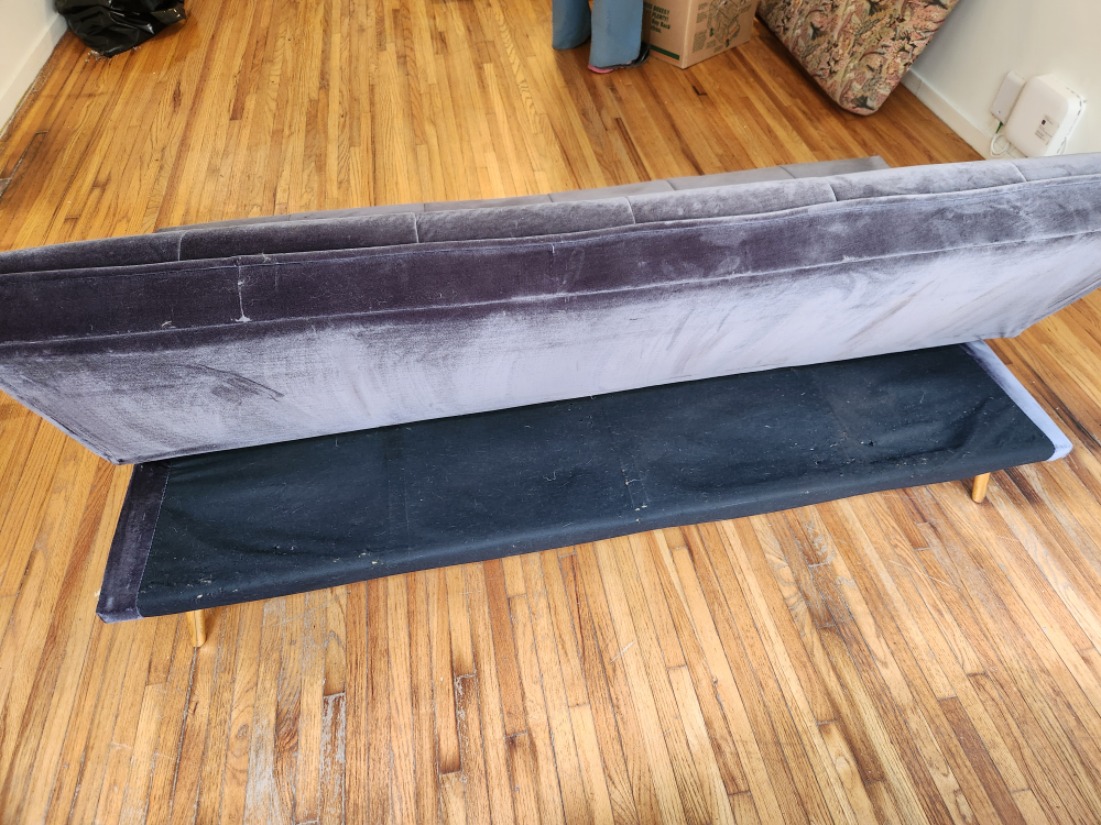 Grey Velvet Futon Sofa Bed with Gold Legs - photo 4