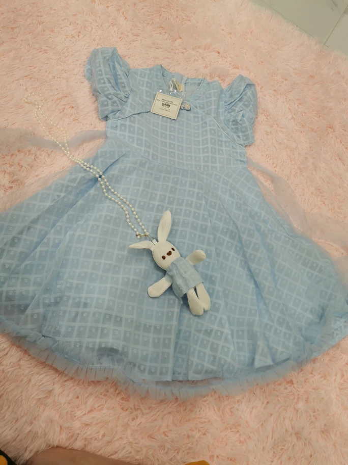Adorable Light Blue Girl's Dress with Bunny Accessory - photo 2