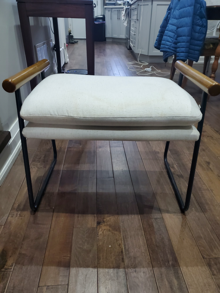 Footstool/Seat with Wooden Arms