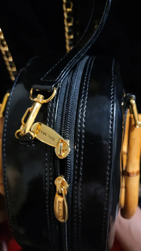 Pierre Balmain Black Patent Leather bag with Bamboo Handles image indicator(5)