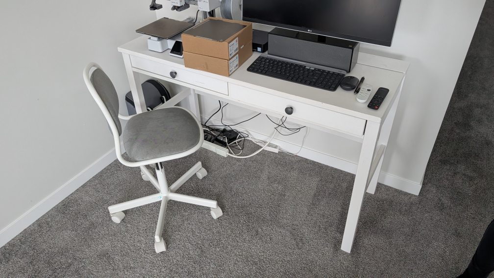 White Desk with Grey Chair