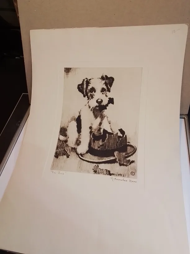 American Etching on Paper Signed John Knowles Hare image indicator(10)