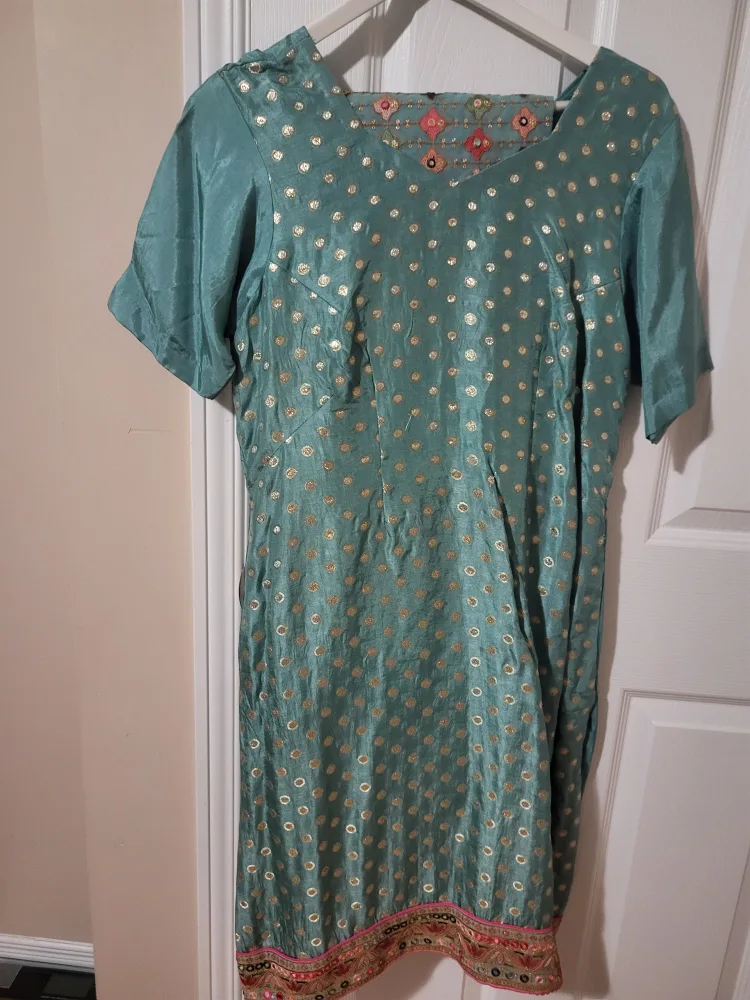 Beautiful teal embroidered salwar kameez thumbnail