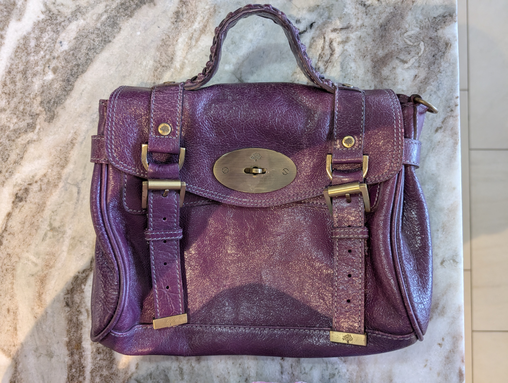 Mulberry Purple Leather Satchel Bag