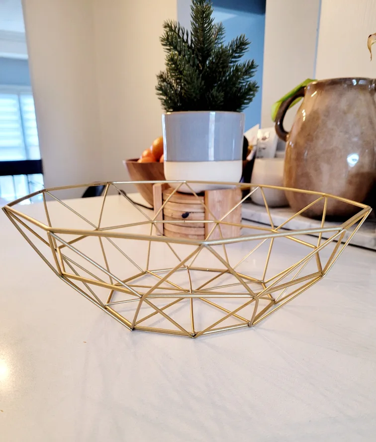Geometric Gold Metal Fruit Bowl image indicator(5)