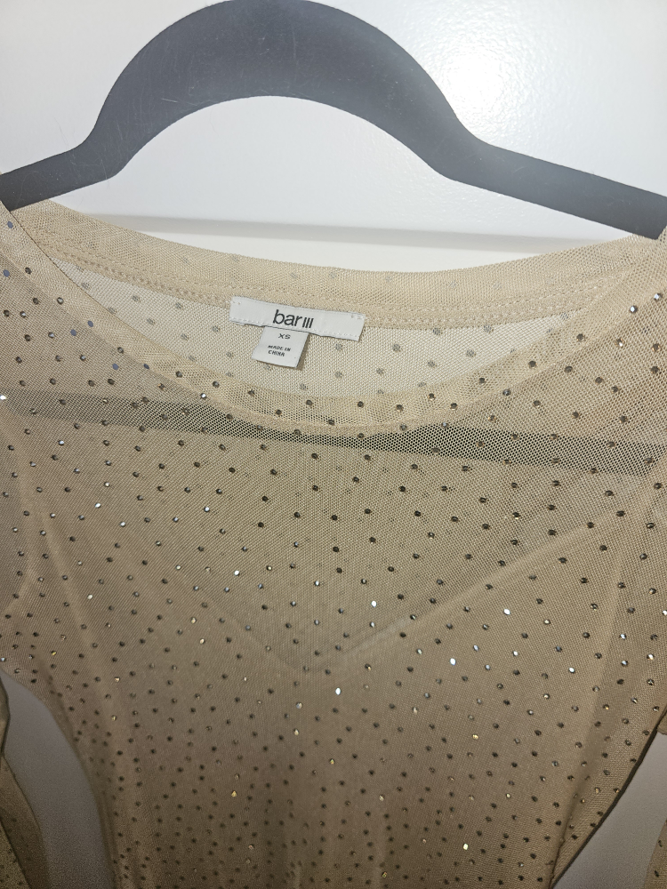 Bar III Rhinestone Mesh Long Sleeve Dress - photo 2