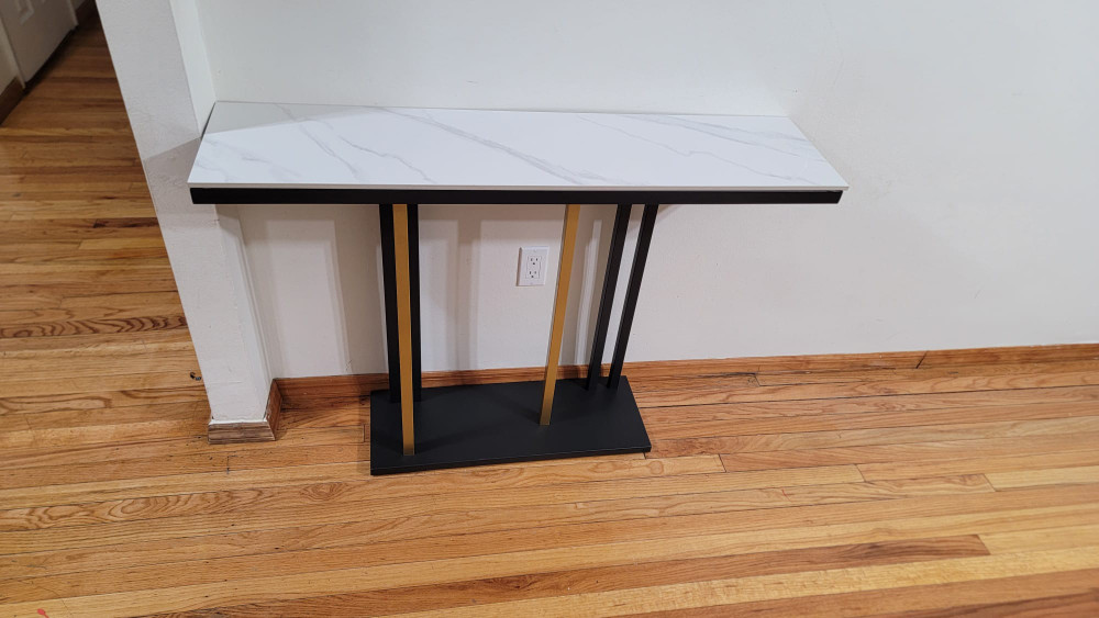 Modern Console Table with Real Marble Top