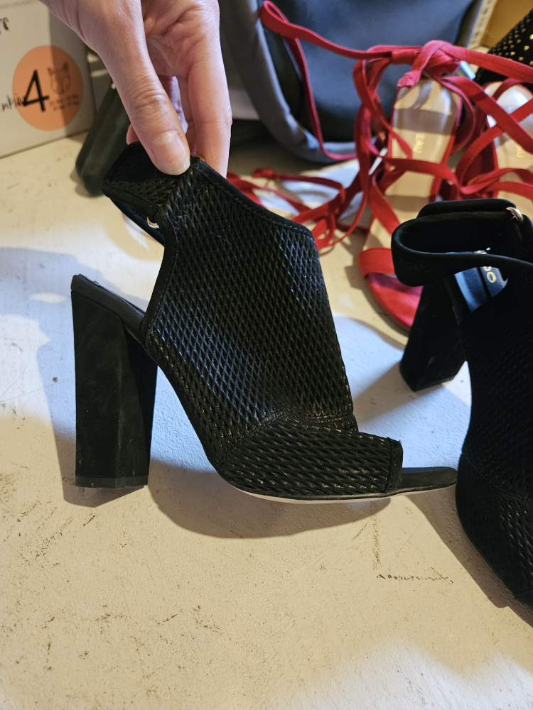 Aldo Black Mesh Peep-Toe Heels - photo 3