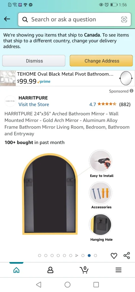 24"x36" Gold Arch Mirror brand new- Wall Mounted Mirror image indicator(2)