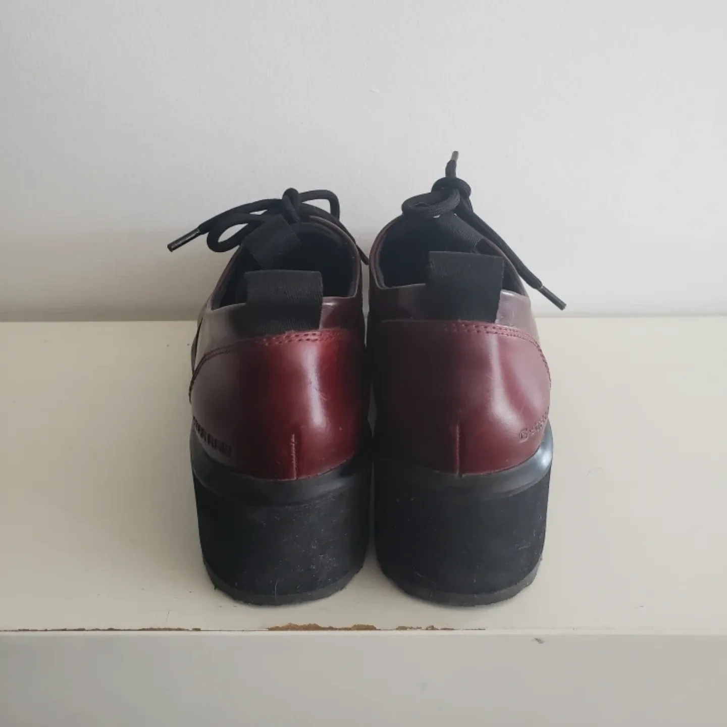 Burgundy Leather Platform Oxfords image indicator(3)
