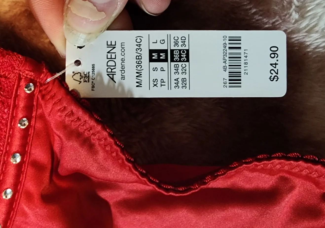 BRAND NEW 🌹 Rose + Vine Red Lace Push-Up Bra - Size M/M(36B/34C) image indicator(3)