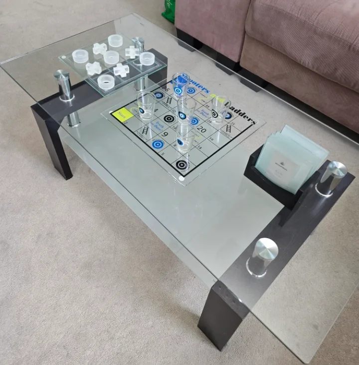 Modern Glass Coffee Table with Shelf image indicator(2)