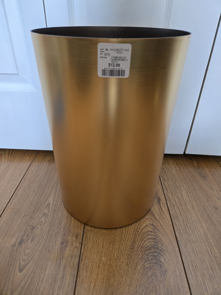 Gold Metal Wastebasket - photo 2