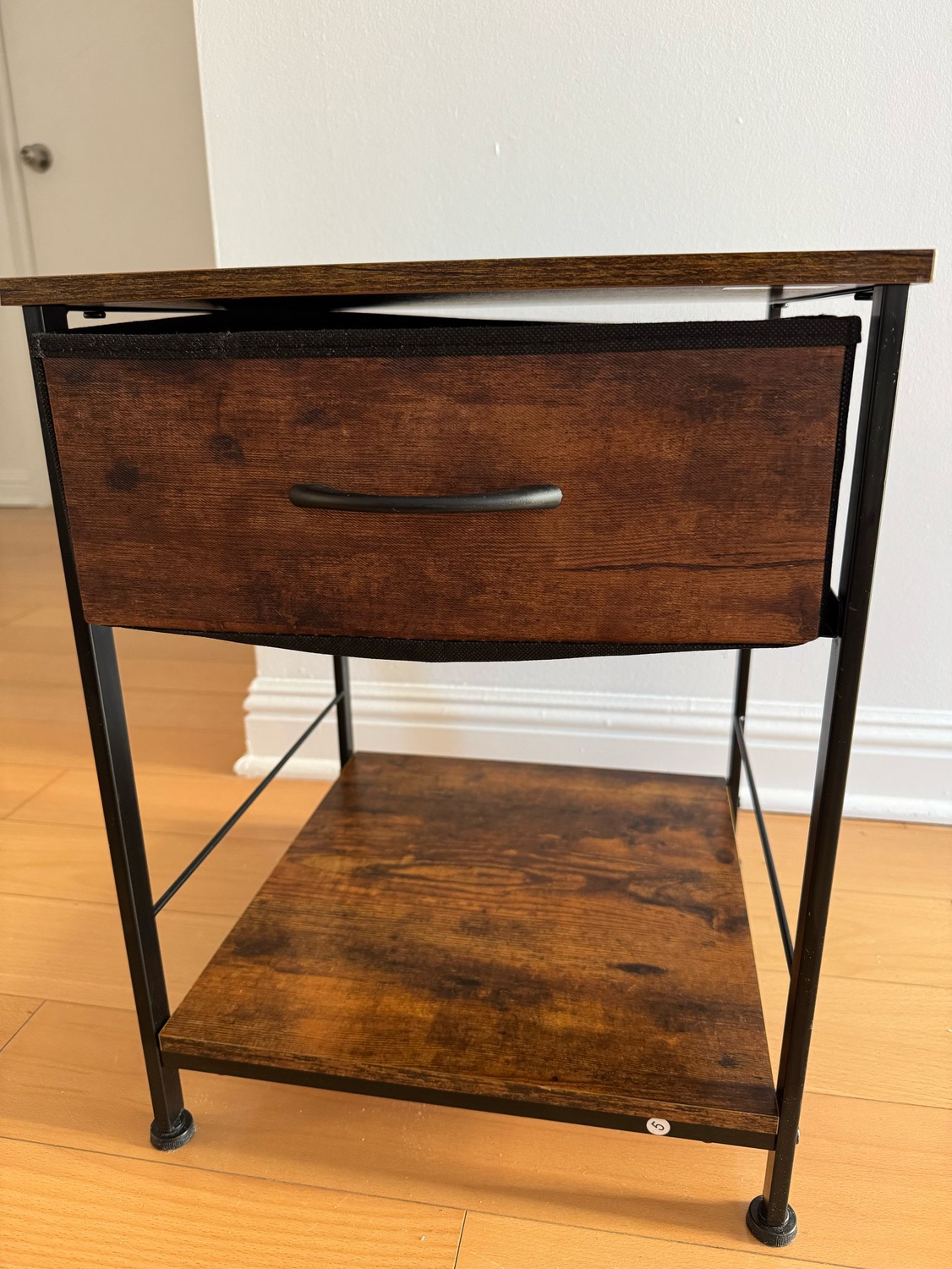 Wooden Nightstand with Drawer and Shelf - photo 2
