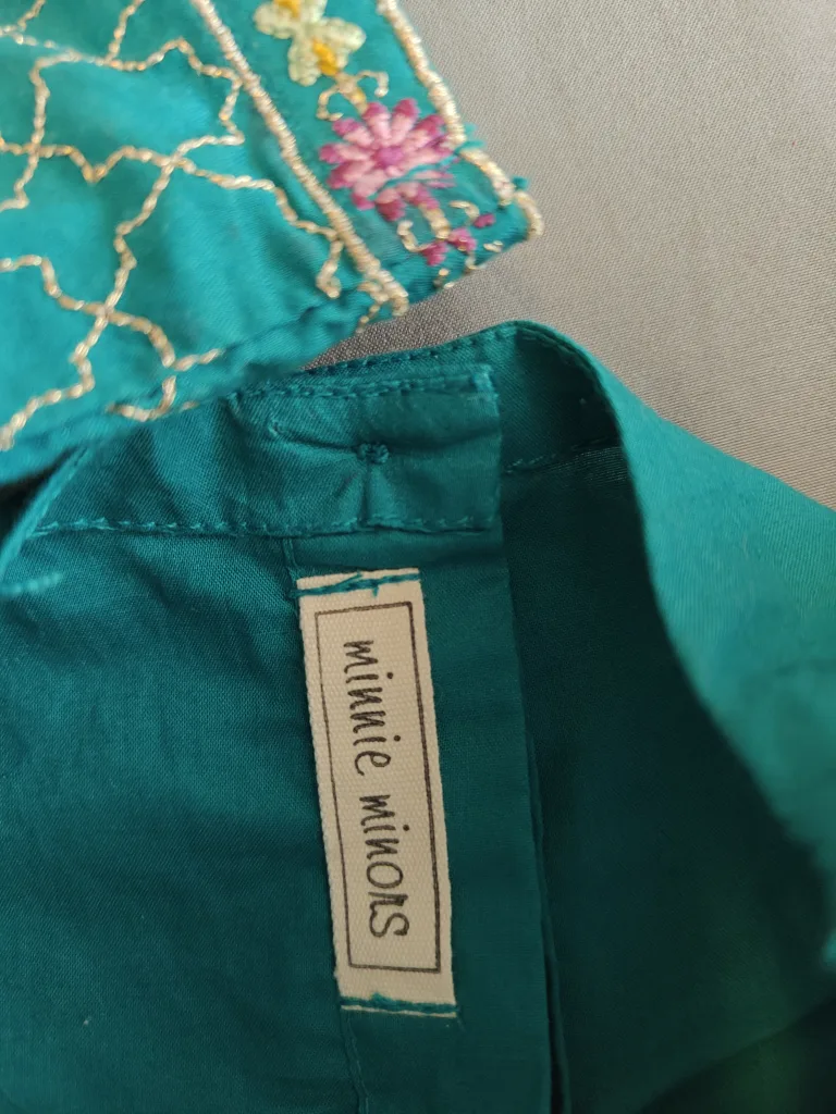 Girls' teal embroidered shalwar kameez set image indicator(5)