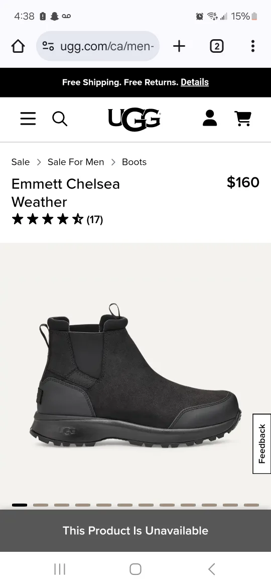 Men's UGG Emmett Chelsea Weather Boots - Black thumbnail