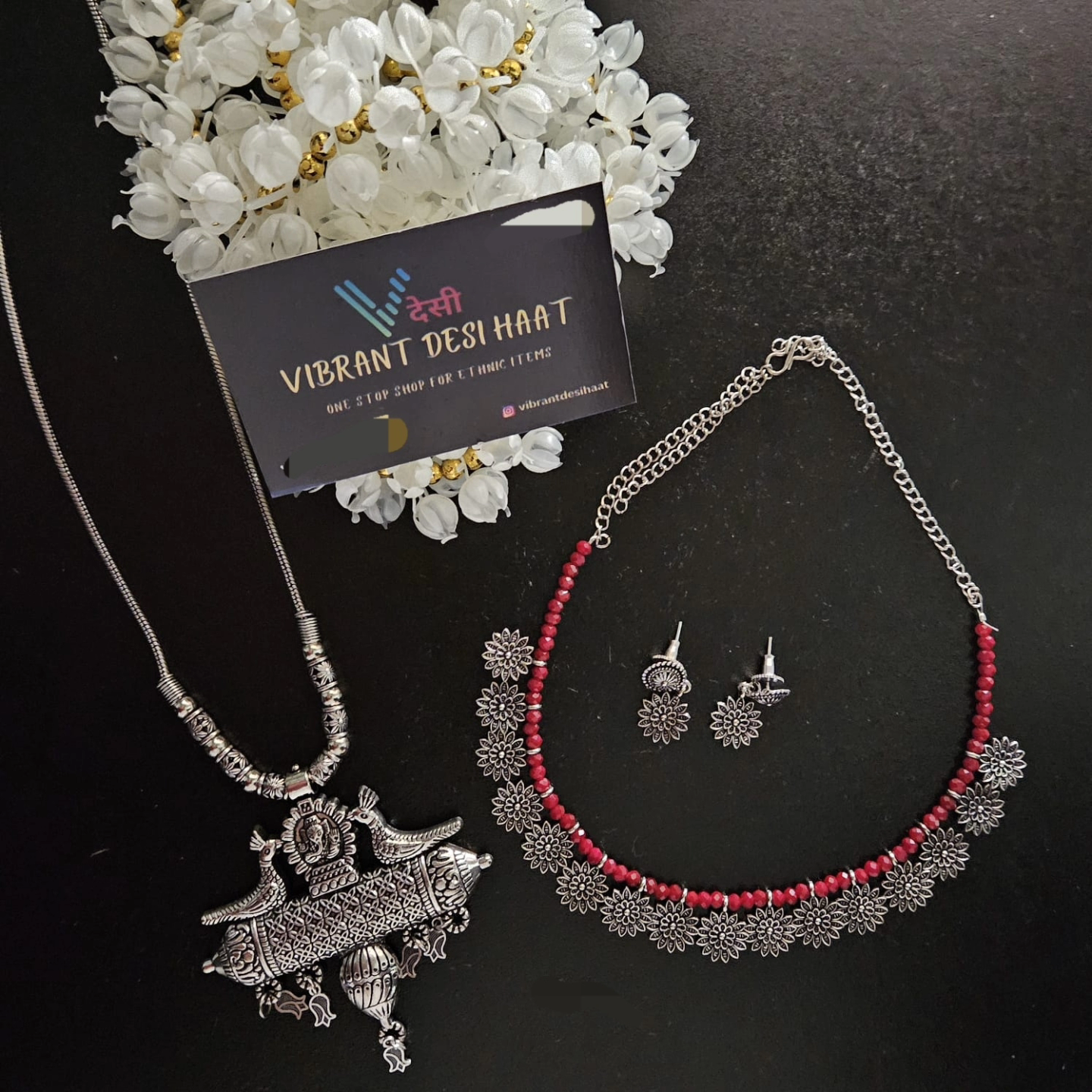 Oxidized Silver Necklace Set