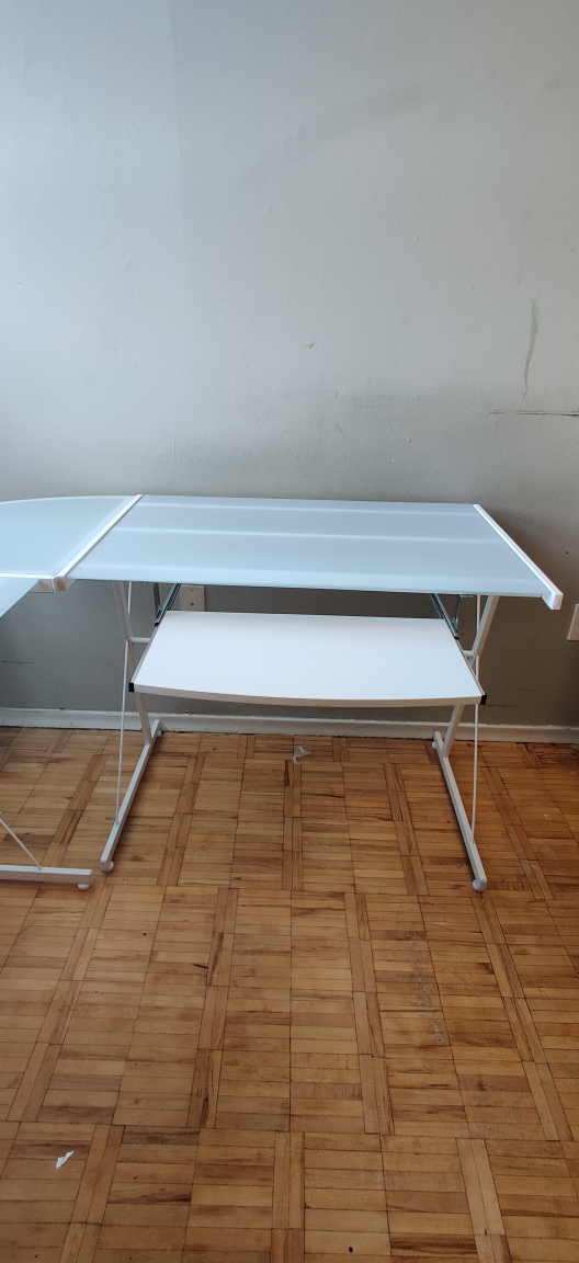 Corner Computer Desk with frosted Glass Top - photo 2