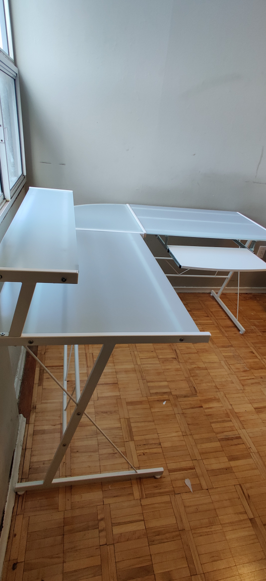 Corner Computer Desk with frosted Glass Top - photo 3