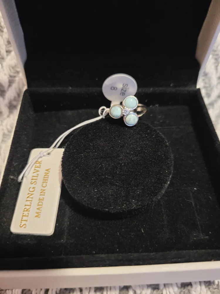 Sterling Silver Larimar Size: 8 Ring image indicator(3)