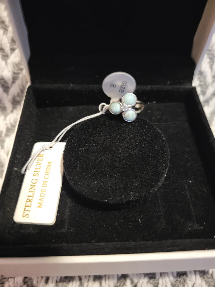 Sterling Silver Larimar Size: 8 Ring image indicator(4)