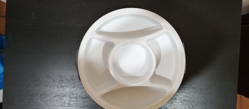 White Plastic Divided Serving Tray with Lid - photo 2