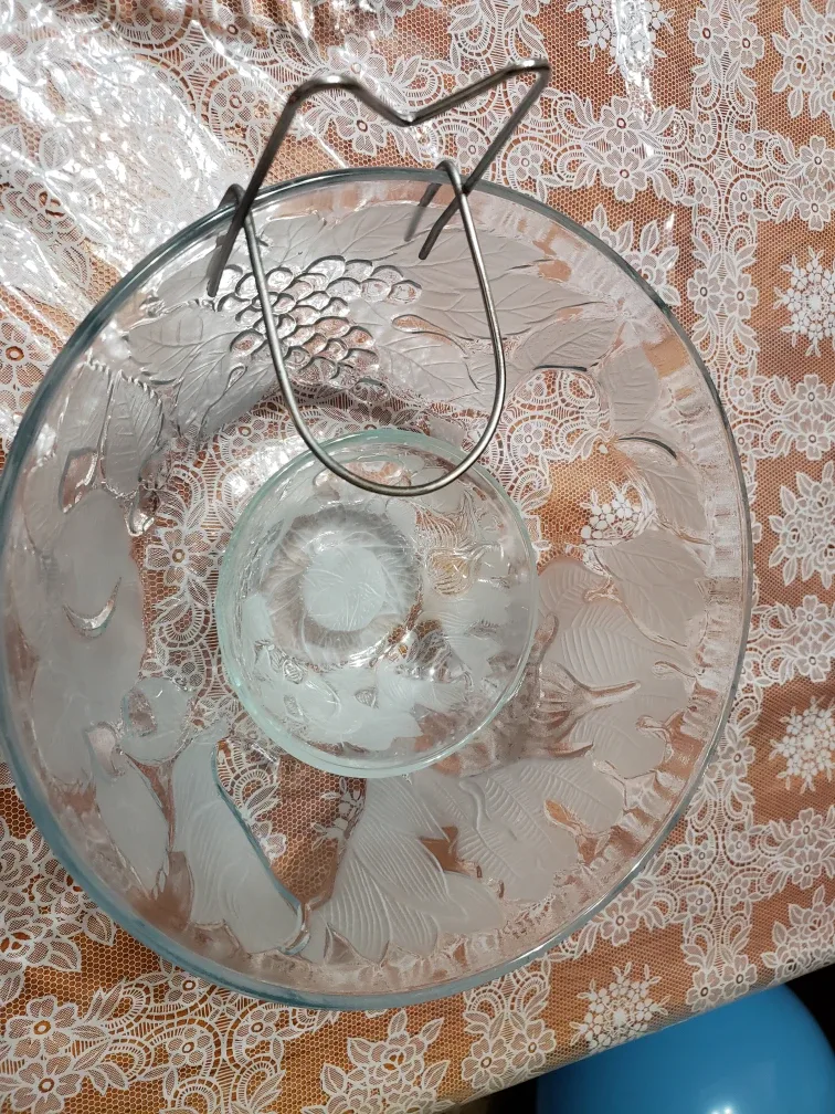 Vintage Glass Serving Bowl Set with Stand image indicator(2)
