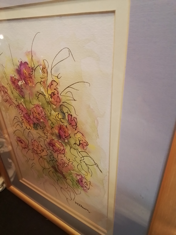 Framed Original Watercolor Painting of Flowers Signed - photo 5