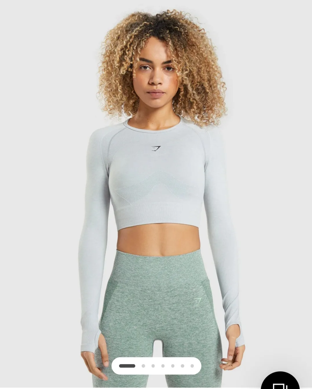 Gymshark Seamless Long Sleeve Crop Top - Light Grey image indicator(2)