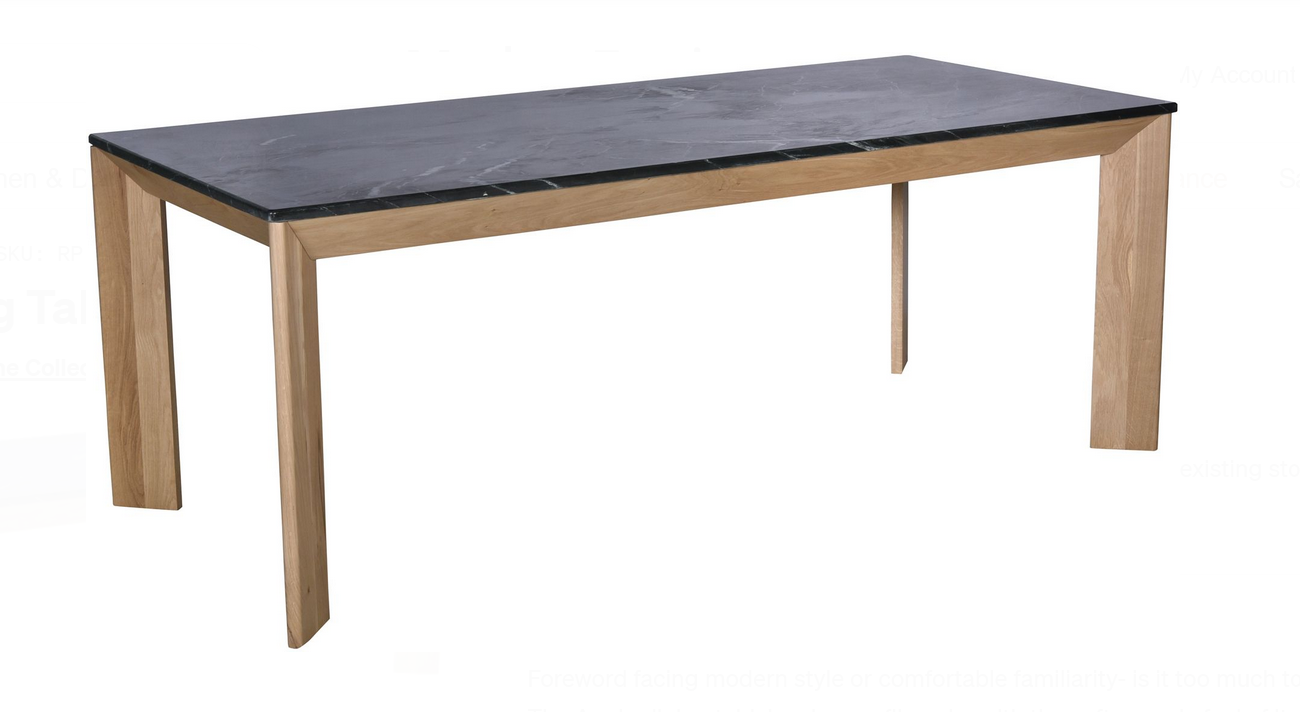 Modern Dining Table - Black Marble Top & Oak Frame