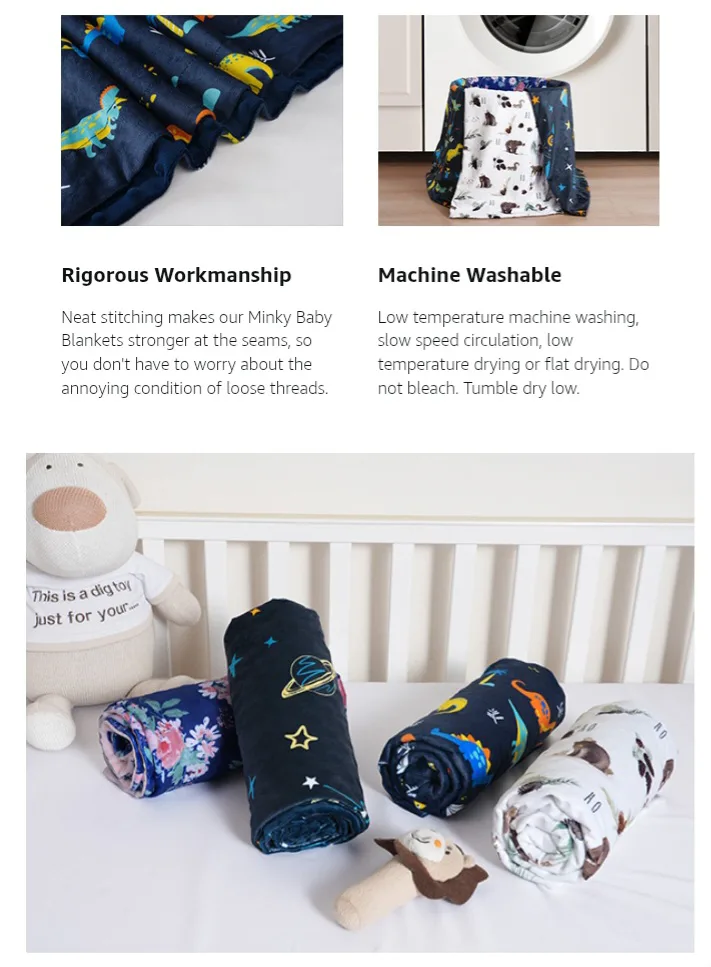 NEW!    David's Kids Minky Baby Blanket - Dinosaur Design image indicator(6)