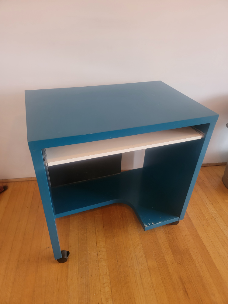 Teal Rolling Computer Desk