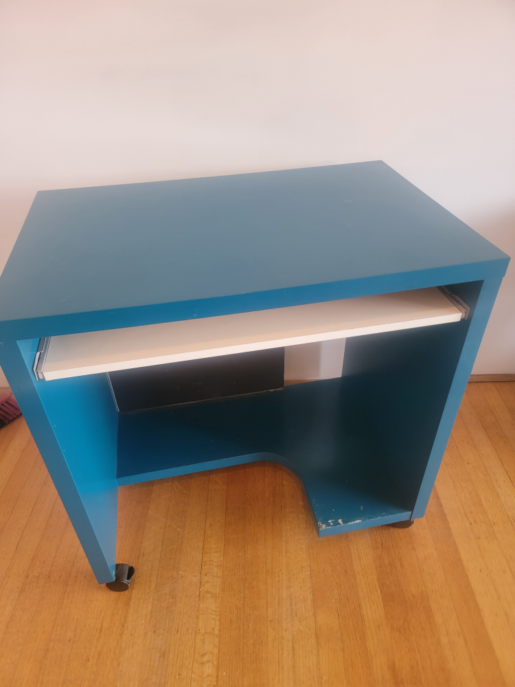 Teal Rolling Computer Desk - photo 2