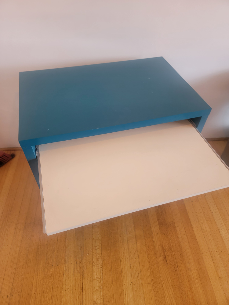 Teal Rolling Computer Desk - photo 3