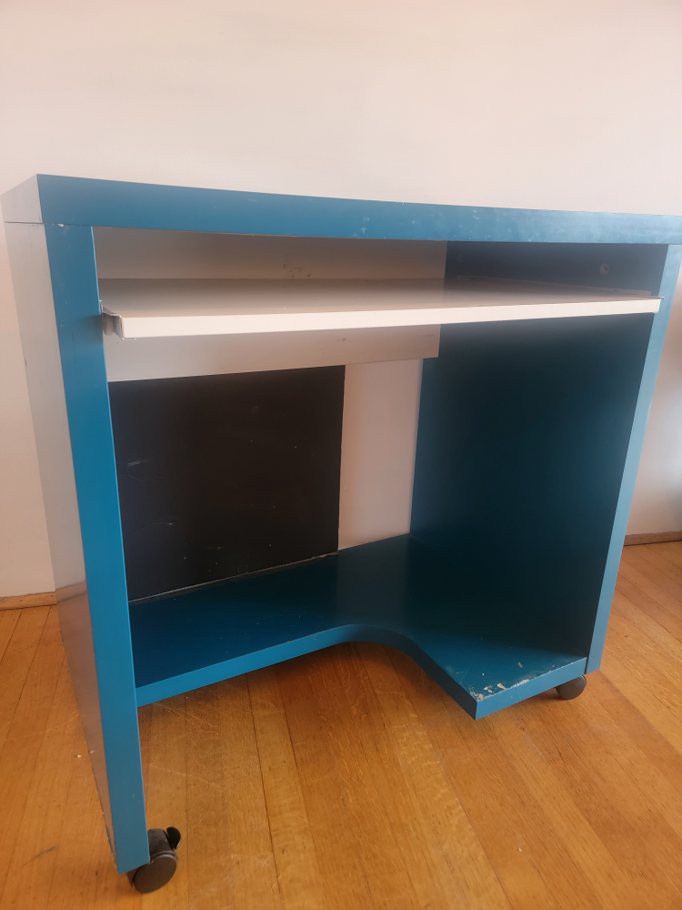 Teal Rolling Computer Desk - photo 4