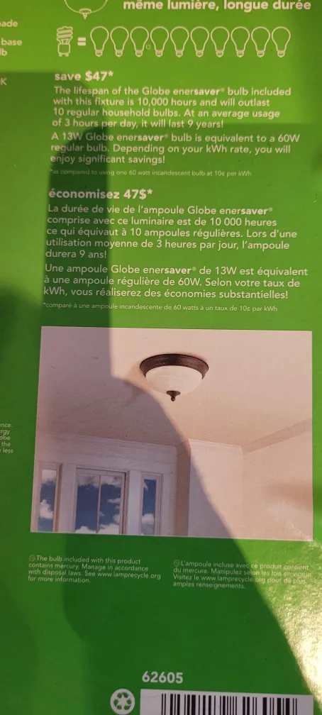 Globe Enersaver 11" Flush Mount Light Fixture image indicator(5)