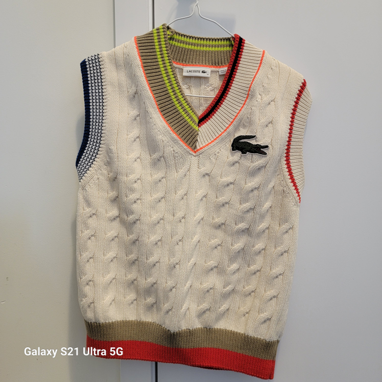 Lacoste Cable Knit Sleeveless Sweater Vest Size 36