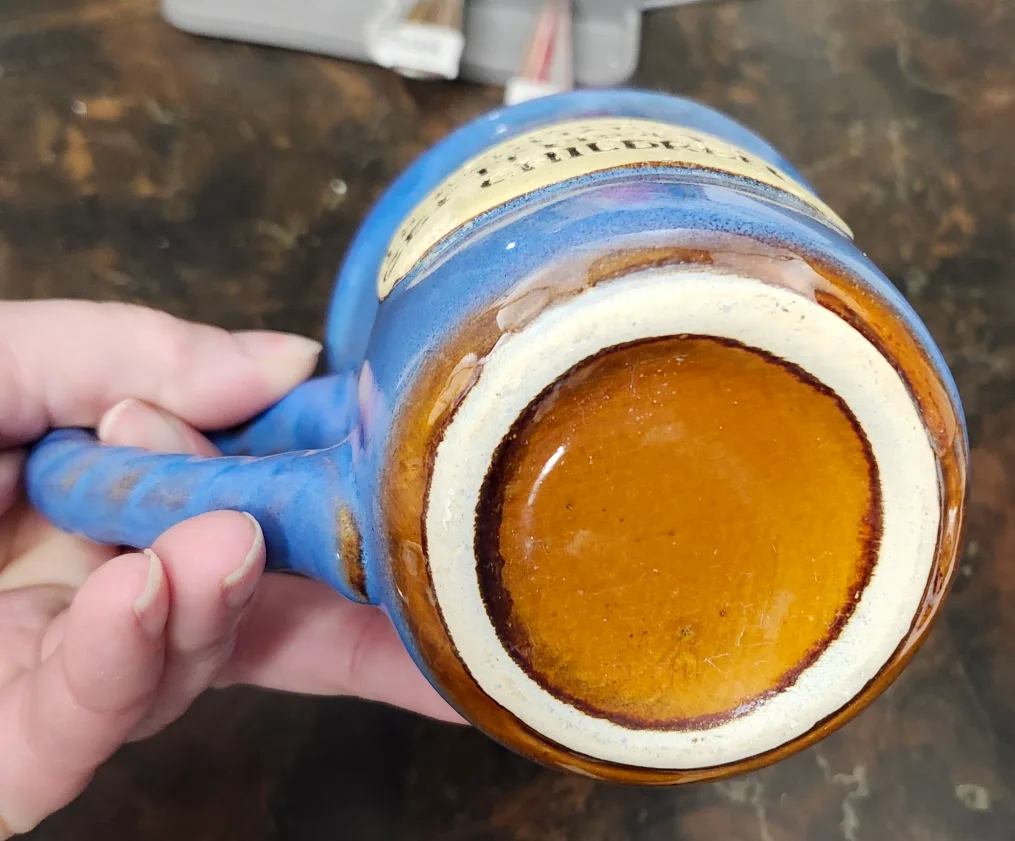 Unique Blue Ceramic Mug with Rope Handle and Funny Saying image indicator(4)