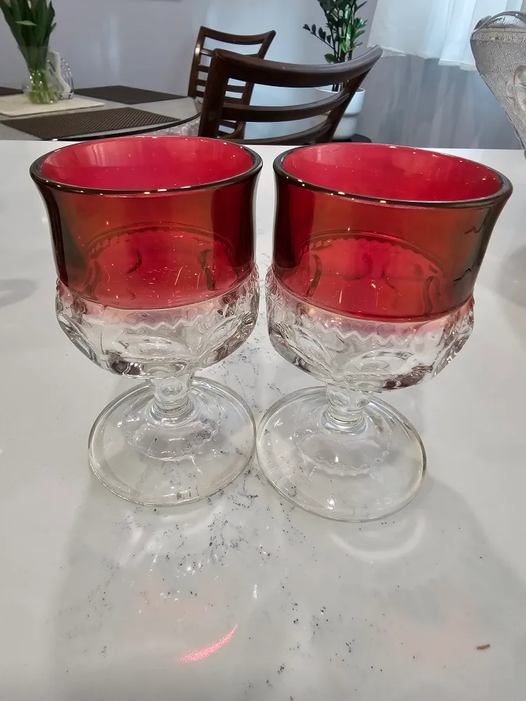 🧡Vintage Ruby Red Glass Pitcher Set with Two Liquor Glasses image indicator(4)