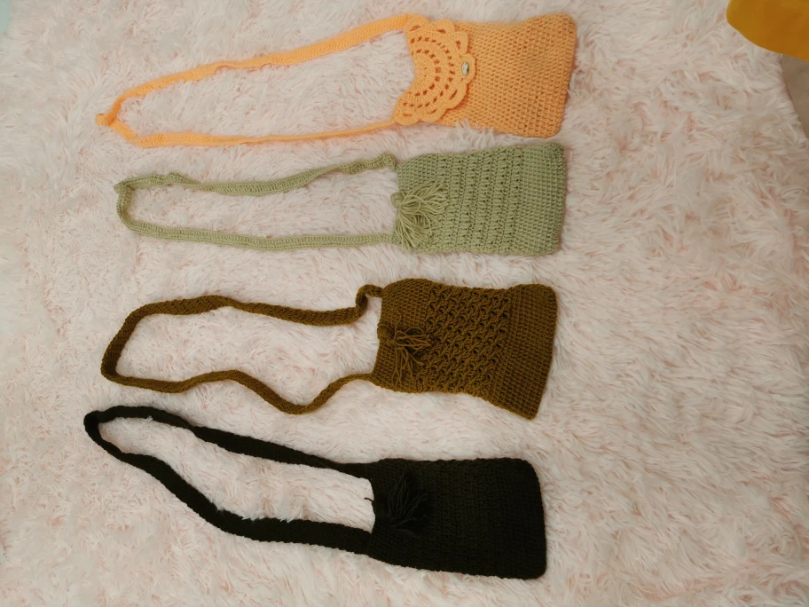 Set of Four Handmade Crochet Mini Crossbody Bags - photo 4